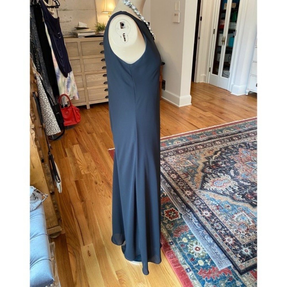 Alyn Paige Vintage Black Chiffon Maxi Dress‎ V-Back Ruffle Hem Size 5/6 - Picture 6 of 12